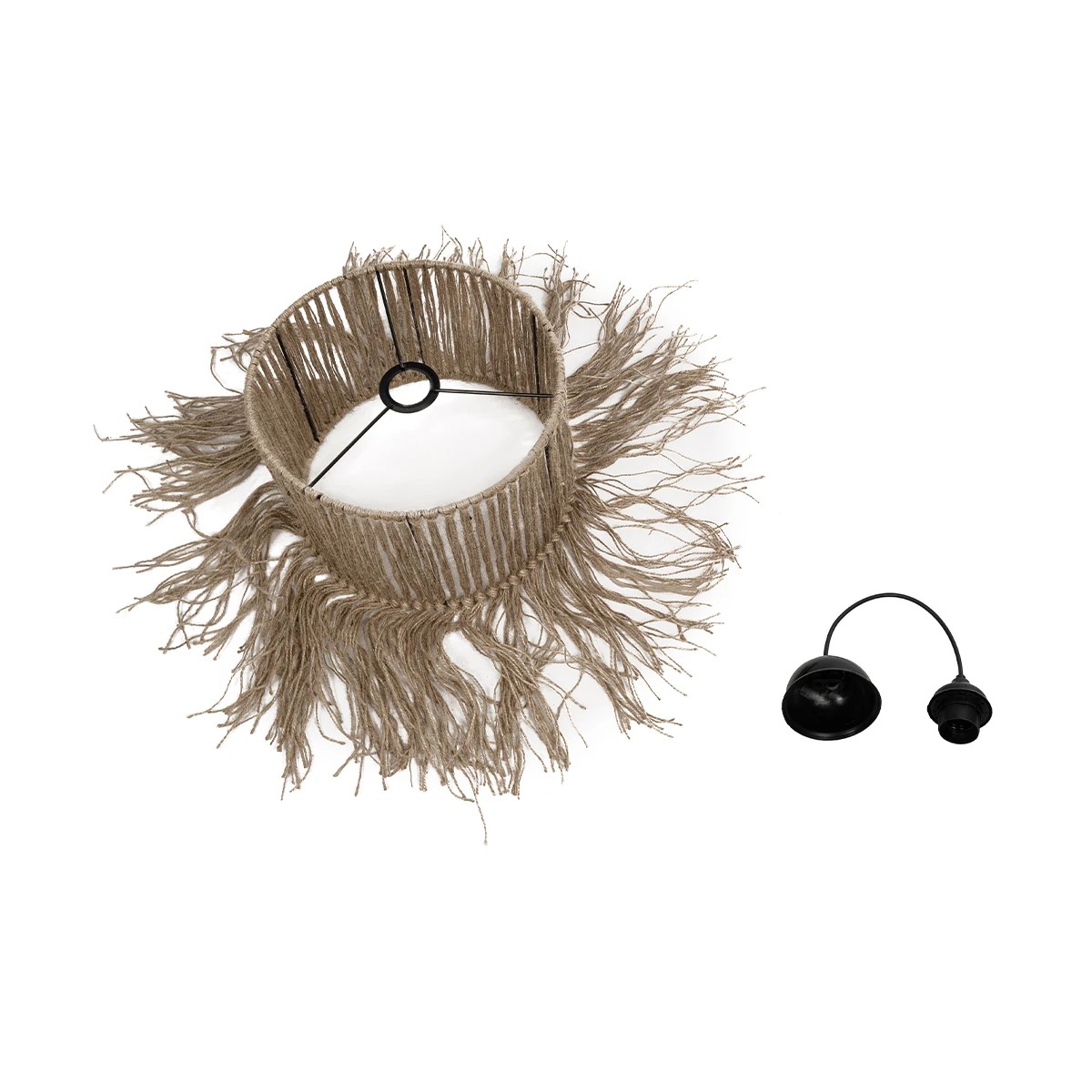 GLOBOSTAR® REGEN 205-0074 Boho Κρεμαστό Φωτιστικό Οροφής με Ντουί 1 x E27 AC 220-240V IP20 – Μπεζ – M30 x Π30 x Υ40cm