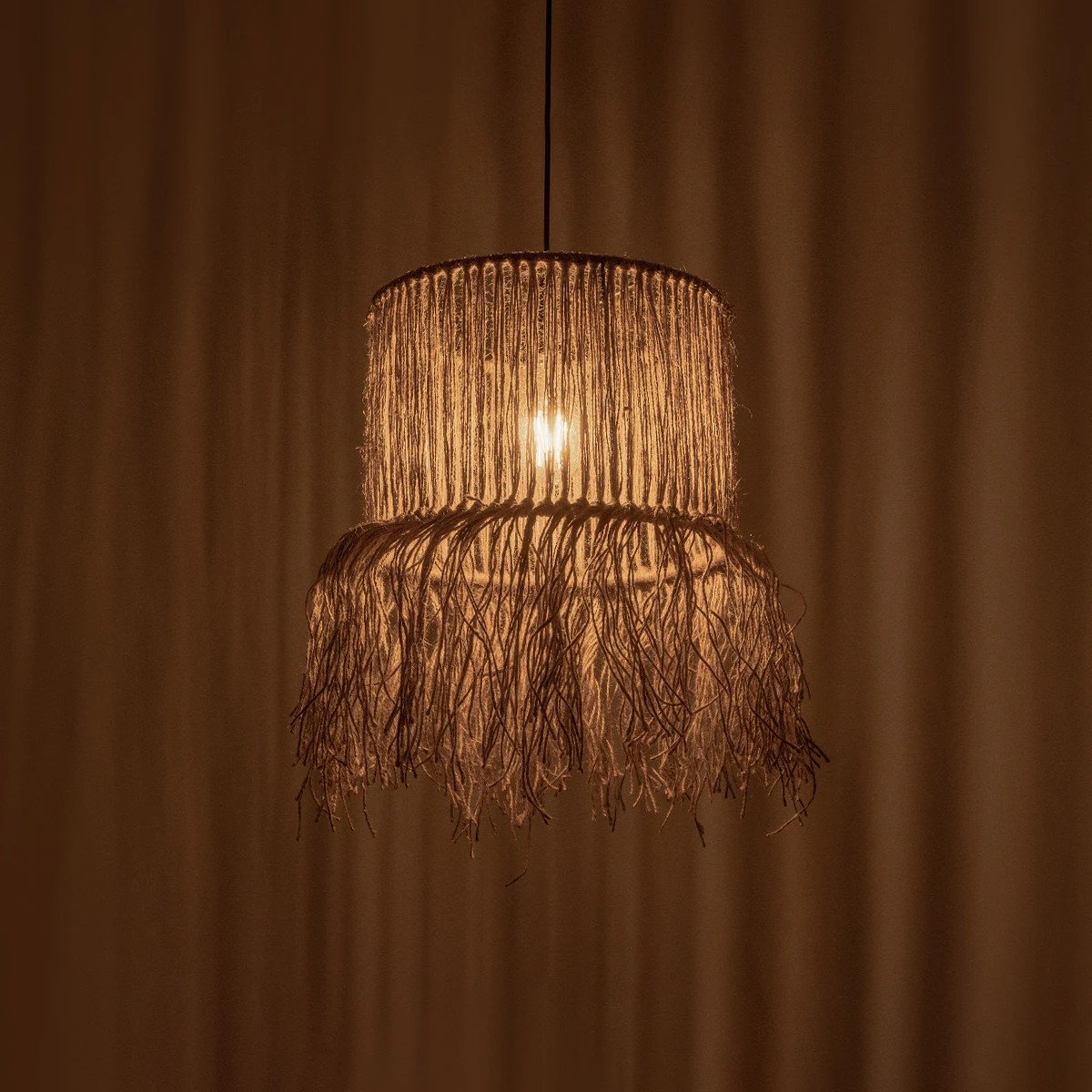 GLOBOSTAR® REGEN 205-0074 Boho Κρεμαστό Φωτιστικό Οροφής με Ντουί 1 x E27 AC 220-240V IP20 – Μπεζ – M30 x Π30 x Υ40cm