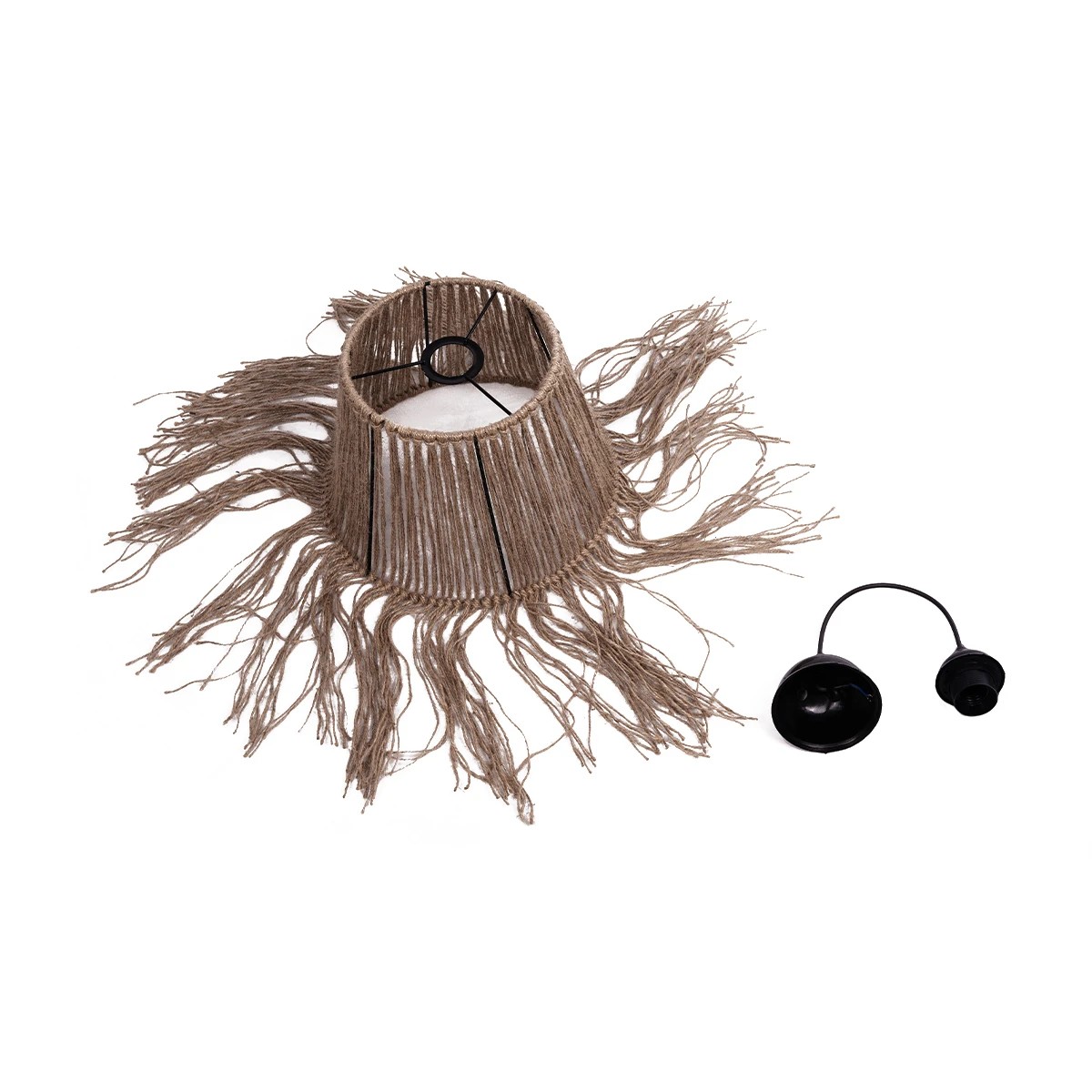 GLOBOSTAR® ROKA 205-0075 Boho Κρεμαστό Φωτιστικό Οροφής με Ντουί 1 x E27 AC 220-240V IP20 – Μπεζ – M30 x Π30 x Υ45cm