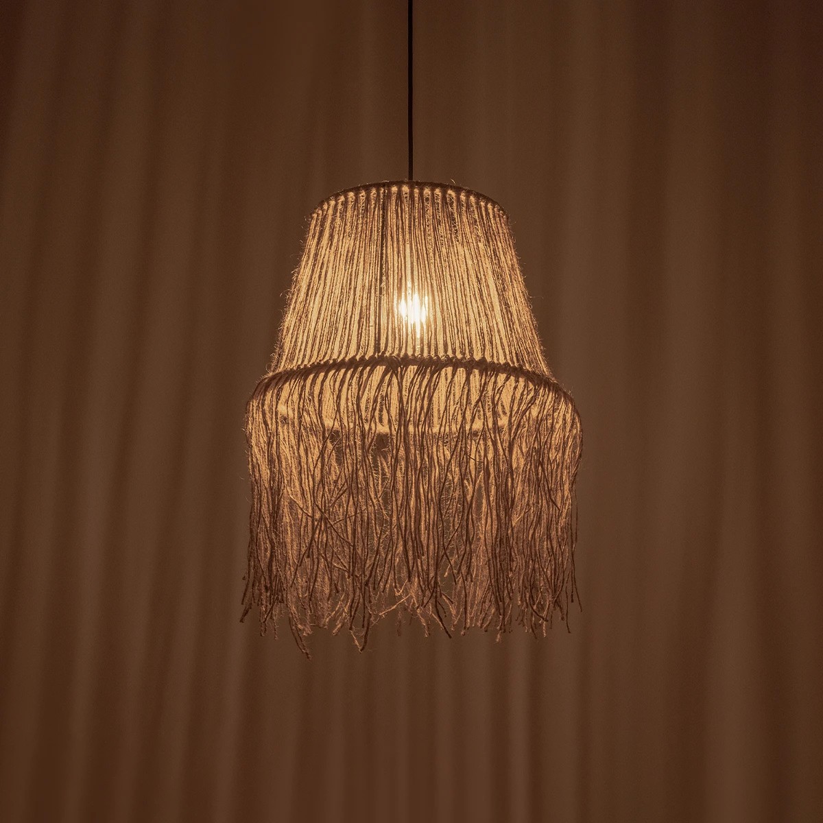 GLOBOSTAR® ROKA 205-0075 Boho Κρεμαστό Φωτιστικό Οροφής με Ντουί 1 x E27 AC 220-240V IP20 – Μπεζ – M30 x Π30 x Υ45cm