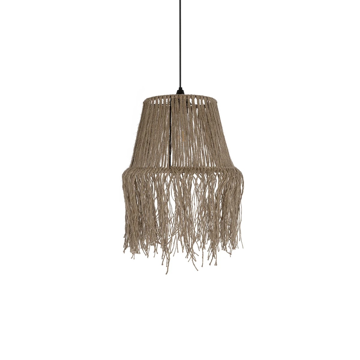 GLOBOSTAR® ROKA 205-0075 Boho Κρεμαστό Φωτιστικό Οροφής με Ντουί 1 x E27 AC 220-240V IP20 – Μπεζ – M30 x Π30 x Υ45cm