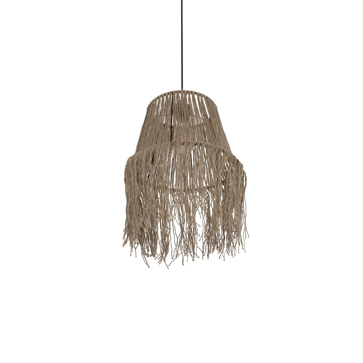 GLOBOSTAR® ROKA 205-0075 Boho Κρεμαστό Φωτιστικό Οροφής με Ντουί 1 x E27 AC 220-240V IP20 – Μπεζ – M30 x Π30 x Υ45cm