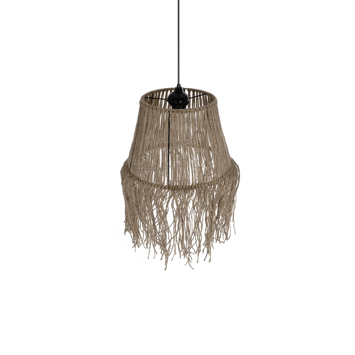 GLOBOSTAR® ROKA 205-0075 Boho Κρεμαστό Φωτιστικό Οροφής με Ντουί 1 x E27 AC 220-240V IP20 – Μπεζ – M30 x Π30 x Υ45cm