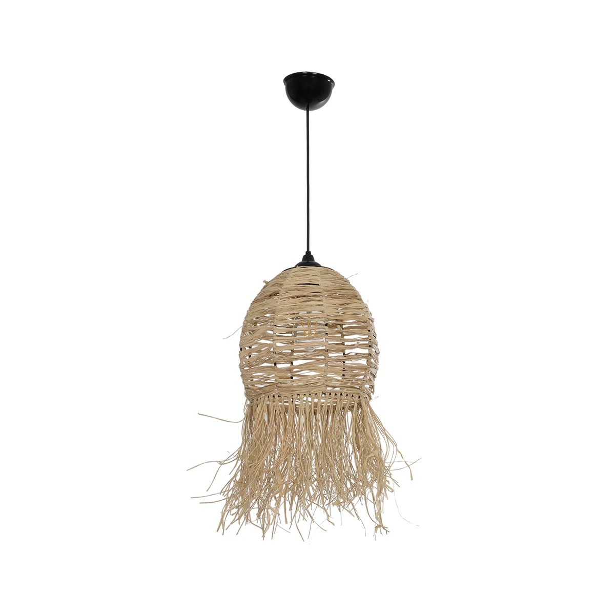 GLOBOSTAR® ROKA 205-0076 Boho Κρεμαστό Φωτιστικό Οροφής με Ντουί 1 x E27 AC 220-240V IP20 – Μπεζ – M25 x Π25 x Υ45cm