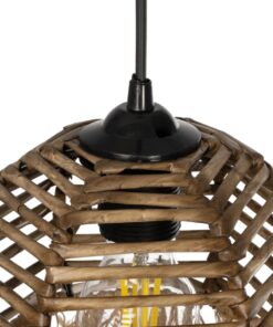 GLOBOSTAR® RIKTA 205-0077 Boho Κρεμαστό Φωτιστικό Οροφής με Ντουί 1 x E27 AC 220-240V IP20 – Μπεζ – M20 x Π20 x Υ30cm