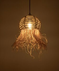 GLOBOSTAR® RIKTA 205-0077 Boho Κρεμαστό Φωτιστικό Οροφής με Ντουί 1 x E27 AC 220-240V IP20 – Μπεζ – M20 x Π20 x Υ30cm