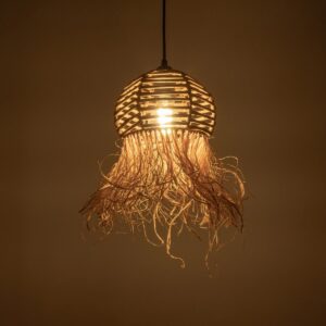 GLOBOSTAR® RIKTA 205-0077 Boho Κρεμαστό Φωτιστικό Οροφής με Ντουί 1 x E27 AC 220-240V IP20 – Μπεζ – M20 x Π20 x Υ30cm