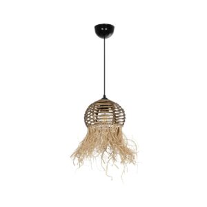 GLOBOSTAR® RIKTA 205-0077 Boho Κρεμαστό Φωτιστικό Οροφής με Ντουί 1 x E27 AC 220-240V IP20 – Μπεζ – M20 x Π20 x Υ30cm