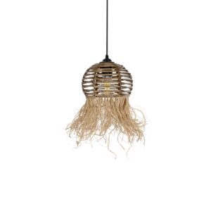 GLOBOSTAR® RIKTA 205-0077 Boho Κρεμαστό Φωτιστικό Οροφής με Ντουί 1 x E27 AC 220-240V IP20 – Μπεζ – M20 x Π20 x Υ30cm