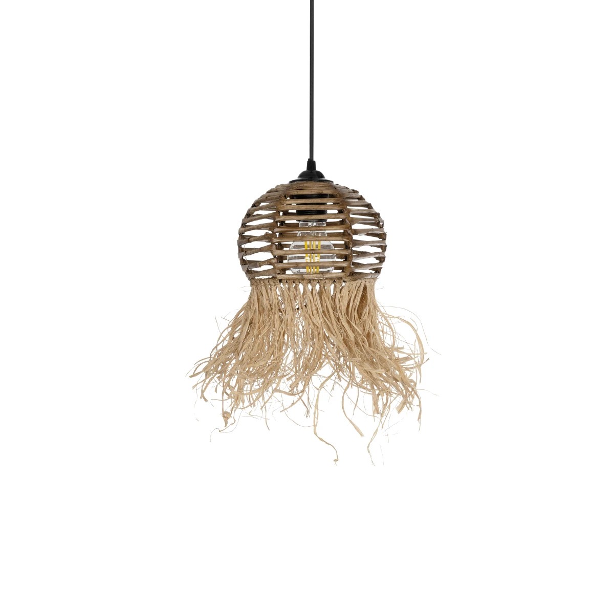 GLOBOSTAR® RIKTA 205-0077 Boho Κρεμαστό Φωτιστικό Οροφής με Ντουί 1 x E27 AC 220-240V IP20 – Μπεζ – M20 x Π20 x Υ30cm