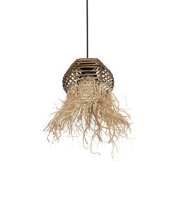GLOBOSTAR® RIKTA 205-0077 Boho Κρεμαστό Φωτιστικό Οροφής με Ντουί 1 x E27 AC 220-240V IP20 – Μπεζ – M20 x Π20 x Υ30cm