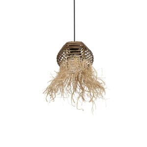 GLOBOSTAR® RIKTA 205-0077 Boho Κρεμαστό Φωτιστικό Οροφής με Ντουί 1 x E27 AC 220-240V IP20 – Μπεζ – M20 x Π20 x Υ30cm