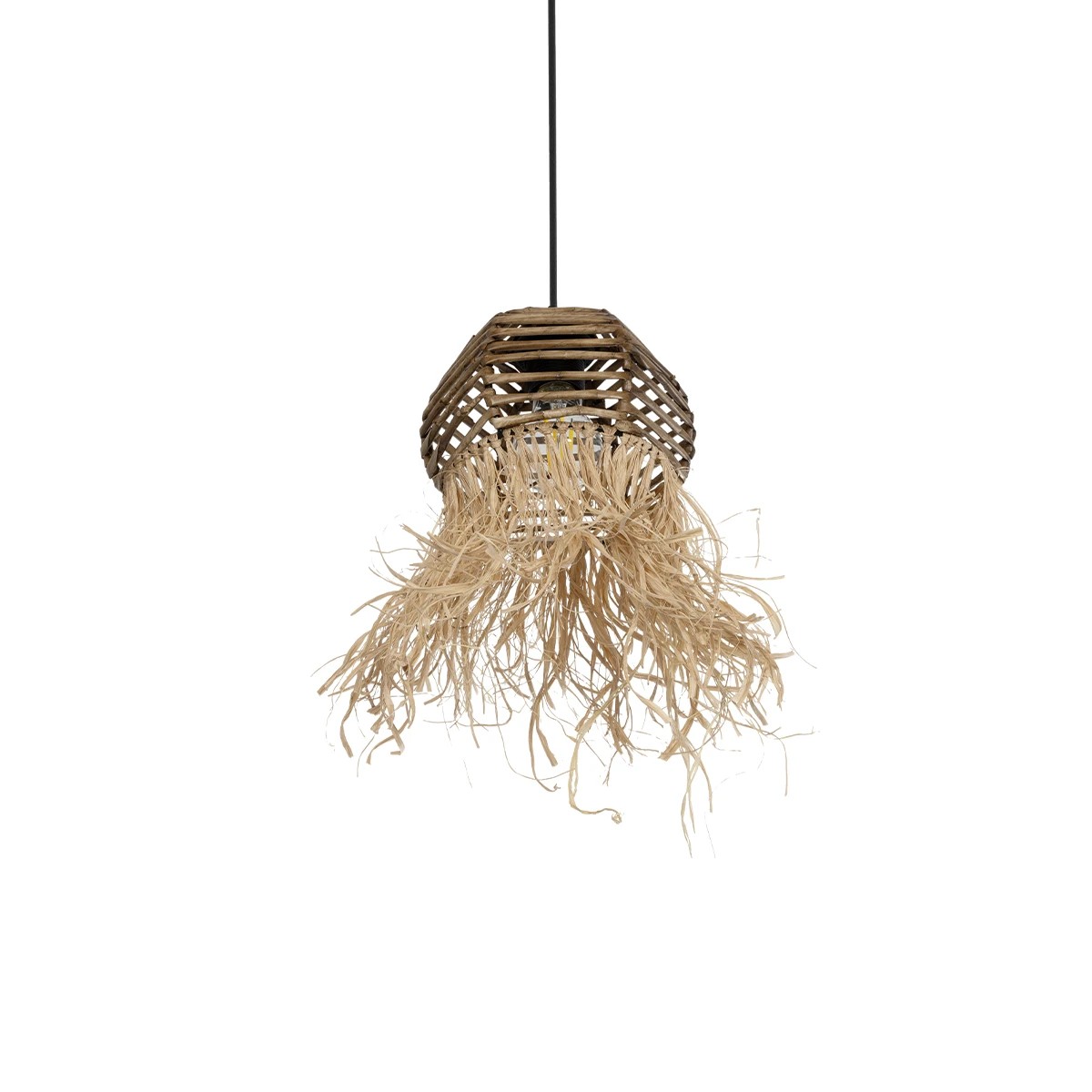 GLOBOSTAR® RIKTA 205-0077 Boho Κρεμαστό Φωτιστικό Οροφής με Ντουί 1 x E27 AC 220-240V IP20 – Μπεζ – M20 x Π20 x Υ30cm
