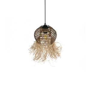 GLOBOSTAR® RIKTA 205-0077 Boho Κρεμαστό Φωτιστικό Οροφής με Ντουί 1 x E27 AC 220-240V IP20 – Μπεζ – M20 x Π20 x Υ30cm