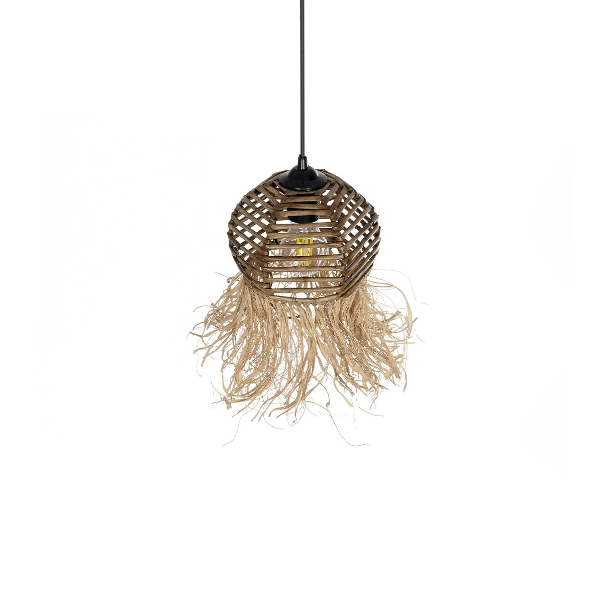 GLOBOSTAR® RIKTA 205-0077 Boho Κρεμαστό Φωτιστικό Οροφής με Ντουί 1 x E27 AC 220-240V IP20 – Μπεζ – M20 x Π20 x Υ30cm