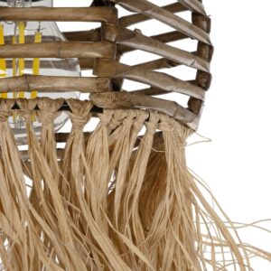 GLOBOSTAR® RIKTA 205-0077 Boho Κρεμαστό Φωτιστικό Οροφής με Ντουί 1 x E27 AC 220-240V IP20 – Μπεζ – M20 x Π20 x Υ30cm