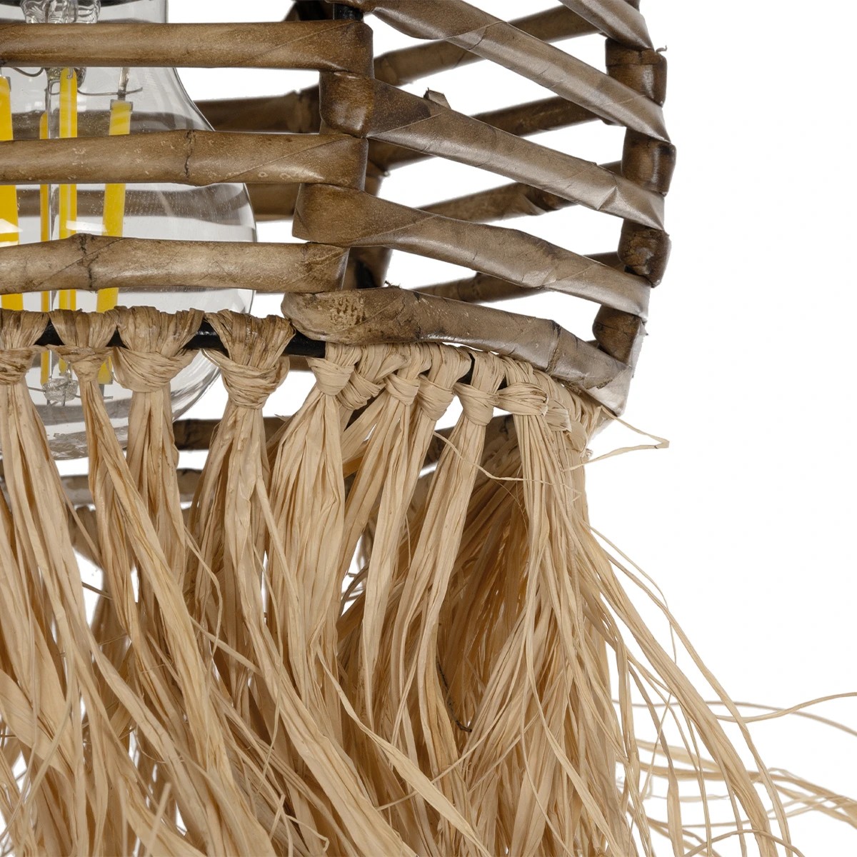 GLOBOSTAR® RIKTA 205-0077 Boho Κρεμαστό Φωτιστικό Οροφής με Ντουί 1 x E27 AC 220-240V IP20 – Μπεζ – M20 x Π20 x Υ30cm