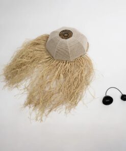 GLOBOSTAR® PLUVIA 205-0080 Boho Κρεμαστό Φωτιστικό Οροφής με Ντουί 1 x E27 AC 220-240V IP20 – Μπεζ – M50 x Π50 x Υ80cm