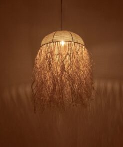 GLOBOSTAR® PLUVIA 205-0080 Boho Κρεμαστό Φωτιστικό Οροφής με Ντουί 1 x E27 AC 220-240V IP20 – Μπεζ – M50 x Π50 x Υ80cm