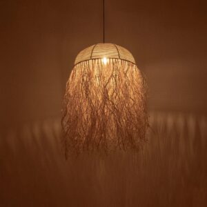 GLOBOSTAR® PLUVIA 205-0080 Boho Κρεμαστό Φωτιστικό Οροφής με Ντουί 1 x E27 AC 220-240V IP20 – Μπεζ – M50 x Π50 x Υ80cm