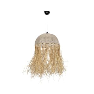 GLOBOSTAR® PLUVIA 205-0080 Boho Κρεμαστό Φωτιστικό Οροφής με Ντουί 1 x E27 AC 220-240V IP20 – Μπεζ – M50 x Π50 x Υ80cm
