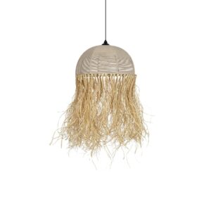 GLOBOSTAR® PLUVIA 205-0080 Boho Κρεμαστό Φωτιστικό Οροφής με Ντουί 1 x E27 AC 220-240V IP20 – Μπεζ – M50 x Π50 x Υ80cm