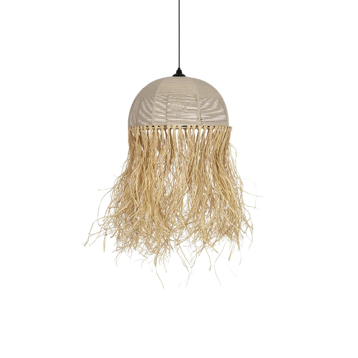 GLOBOSTAR® PLUVIA 205-0080 Boho Κρεμαστό Φωτιστικό Οροφής με Ντουί 1 x E27 AC 220-240V IP20 – Μπεζ – M50 x Π50 x Υ80cm