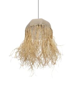 GLOBOSTAR® PLUVIA 205-0080 Boho Κρεμαστό Φωτιστικό Οροφής με Ντουί 1 x E27 AC 220-240V IP20 – Μπεζ – M50 x Π50 x Υ80cm