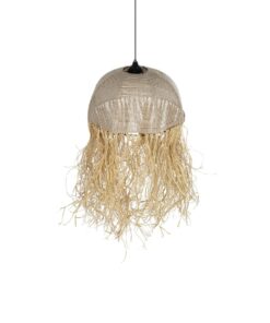 GLOBOSTAR® PLUVIA 205-0080 Boho Κρεμαστό Φωτιστικό Οροφής με Ντουί 1 x E27 AC 220-240V IP20 – Μπεζ – M50 x Π50 x Υ80cm