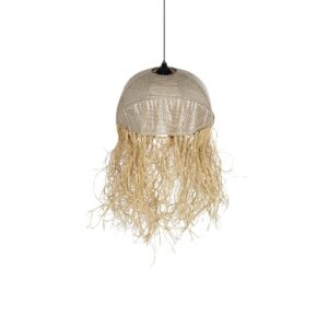 GLOBOSTAR® PLUVIA 205-0080 Boho Κρεμαστό Φωτιστικό Οροφής με Ντουί 1 x E27 AC 220-240V IP20 – Μπεζ – M50 x Π50 x Υ80cm