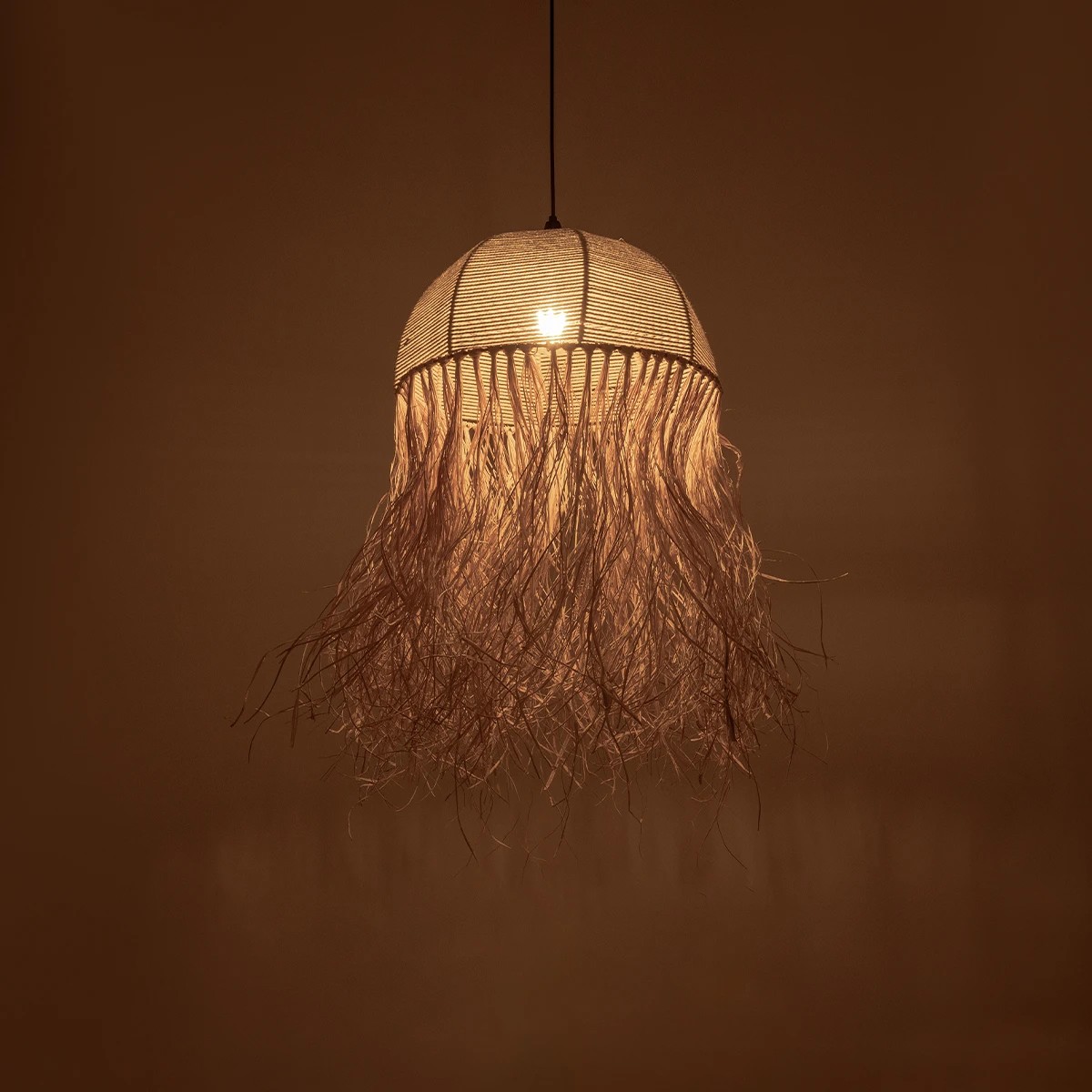 GLOBOSTAR® PLUVIA 205-0081 Boho Κρεμαστό Φωτιστικό Οροφής με Ντουί 1 x E27 AC 220-240V IP20 – Μπεζ – M40 x Π40 x Υ70cm