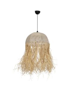 GLOBOSTAR® PLUVIA 205-0081 Boho Κρεμαστό Φωτιστικό Οροφής με Ντουί 1 x E27 AC 220-240V IP20 – Μπεζ – M40 x Π40 x Υ70cm