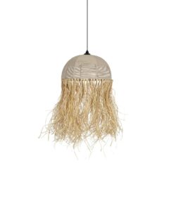 GLOBOSTAR® PLUVIA 205-0081 Boho Κρεμαστό Φωτιστικό Οροφής με Ντουί 1 x E27 AC 220-240V IP20 – Μπεζ – M40 x Π40 x Υ70cm