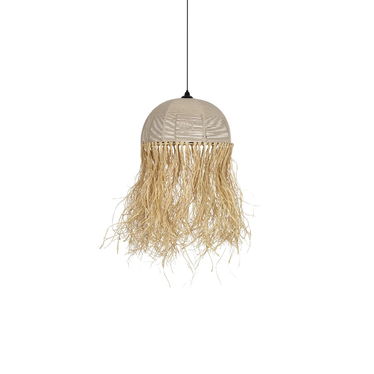 GLOBOSTAR® PLUVIA 205-0081 Boho Κρεμαστό Φωτιστικό Οροφής με Ντουί 1 x E27 AC 220-240V IP20 – Μπεζ – M40 x Π40 x Υ70cm