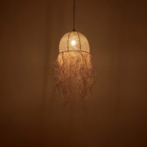 GLOBOSTAR® PLUVIA 205-0082 Boho Κρεμαστό Φωτιστικό Οροφής με Ντουί 1 x E27 AC 220-240V IP20 – Μπεζ – M30 x Π30 x Υ70cm