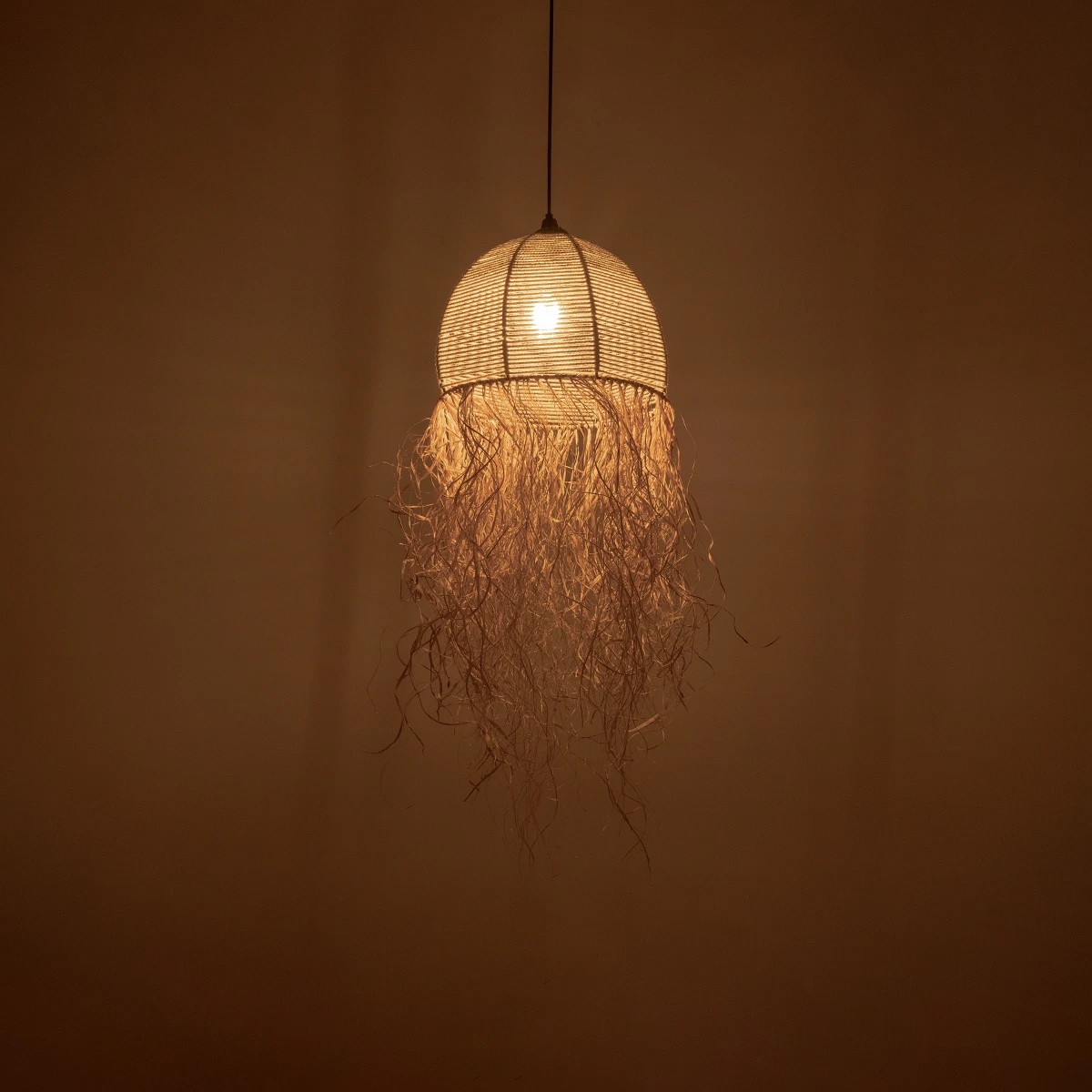 GLOBOSTAR® PLUVIA 205-0082 Boho Κρεμαστό Φωτιστικό Οροφής με Ντουί 1 x E27 AC 220-240V IP20 – Μπεζ – M30 x Π30 x Υ70cm