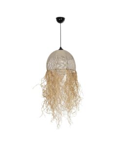GLOBOSTAR® PLUVIA 205-0082 Boho Κρεμαστό Φωτιστικό Οροφής με Ντουί 1 x E27 AC 220-240V IP20 – Μπεζ – M30 x Π30 x Υ70cm