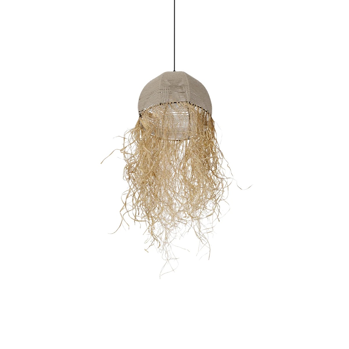 GLOBOSTAR® PLUVIA 205-0082 Boho Κρεμαστό Φωτιστικό Οροφής με Ντουί 1 x E27 AC 220-240V IP20 – Μπεζ – M30 x Π30 x Υ70cm