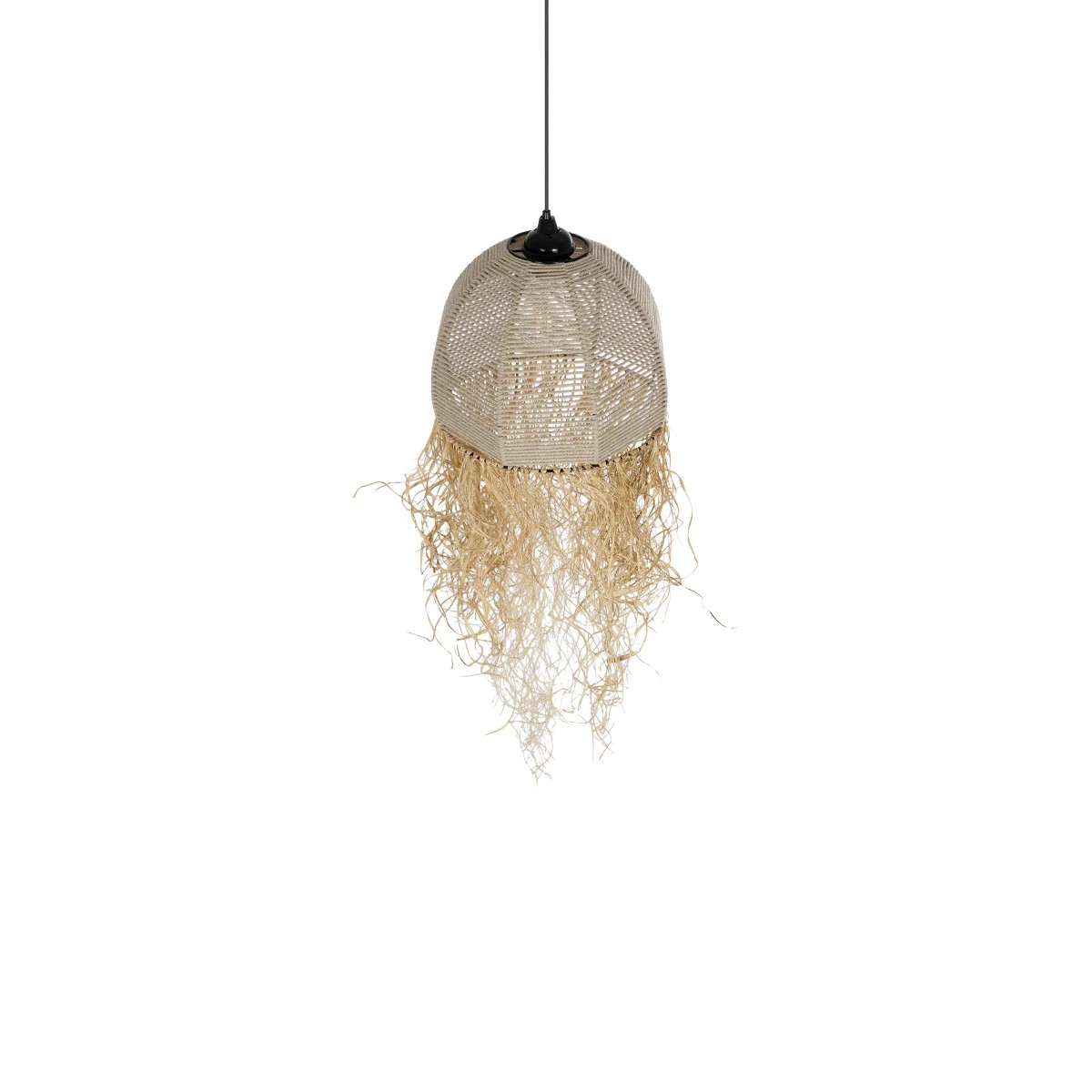 GLOBOSTAR® PLUVIA 205-0082 Boho Κρεμαστό Φωτιστικό Οροφής με Ντουί 1 x E27 AC 220-240V IP20 – Μπεζ – M30 x Π30 x Υ70cm