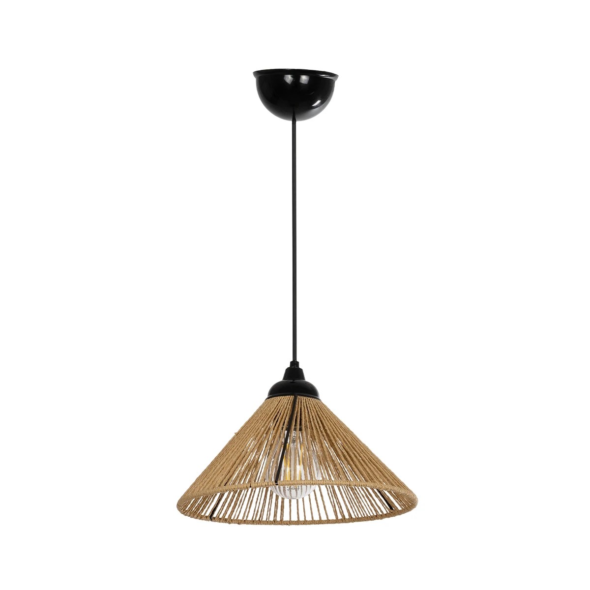 GLOBOSTAR® FUNIS 205-0084 Boho Κρεμαστό Φωτιστικό Οροφής με Ντουί 1 x E27 AC 220-240V IP20 – Μπεζ – M25 x Π25 x Υ16cm