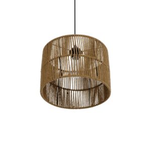 GLOBOSTAR® SAFA 205-0085 Boho Κρεμαστό Φωτιστικό Οροφής με Ντουί 1 x E27 AC 220-240V IP20 – Μπεζ – M30 x Π30 x Υ26cm