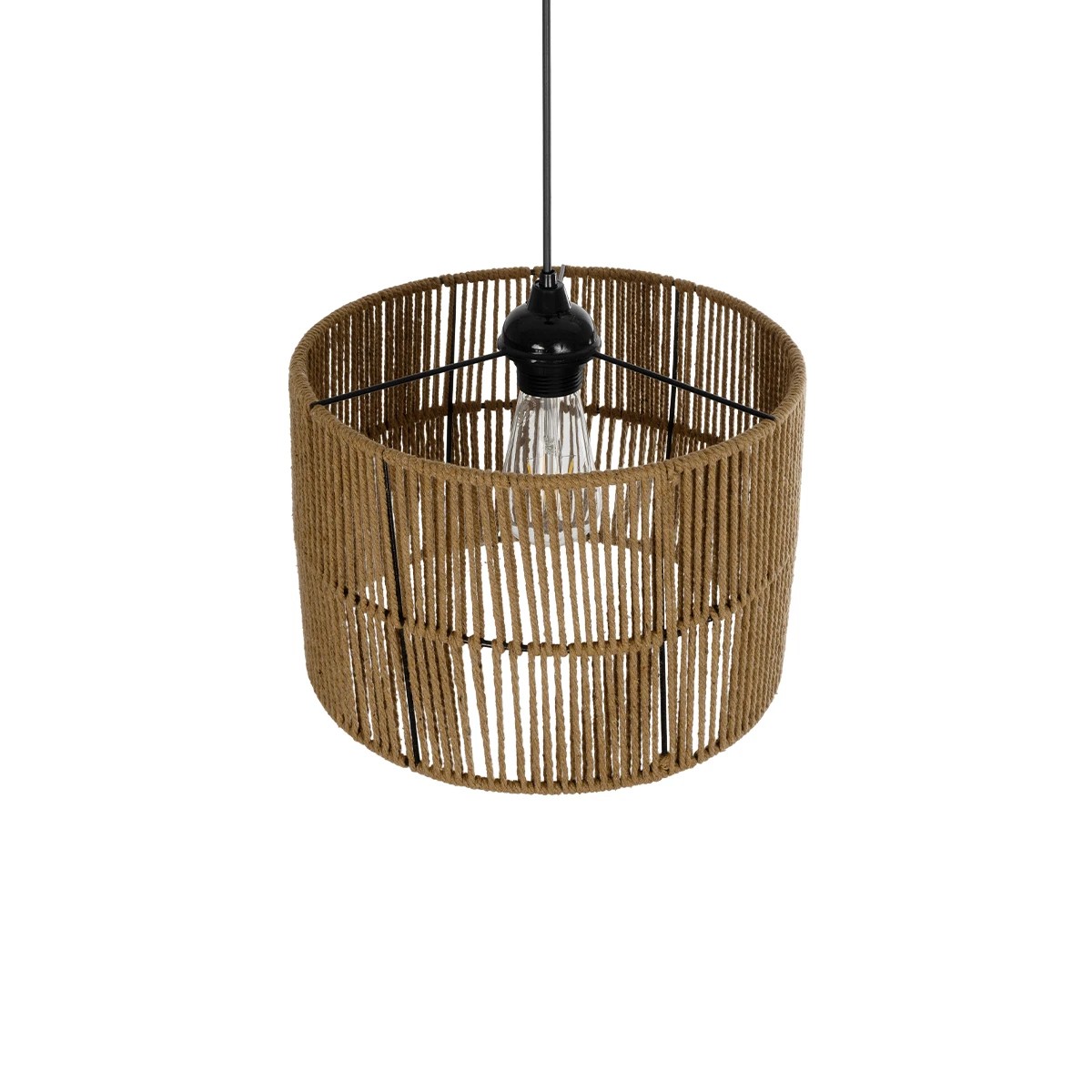 GLOBOSTAR® SAFA 205-0085 Boho Κρεμαστό Φωτιστικό Οροφής με Ντουί 1 x E27 AC 220-240V IP20 – Μπεζ – M30 x Π30 x Υ26cm