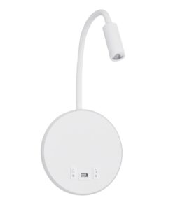 GLOBOSTAR® GOOSE 61693 Μοντέρνο Φωτιστικό Τοίχου – Απλίκα Ξενοδοχείου Reading Light με Φορτιστή USB 3A LED 6W 600lm 36° & 360° AC 220-240V IP20 Θερμό Λευκό 2700K – CREE XPE & Lumileds SMD Chip – Λευκό Ματ – Μ15.5 x Π15 x Υ30.5cm – 3 Χρόνια Εγγύηση