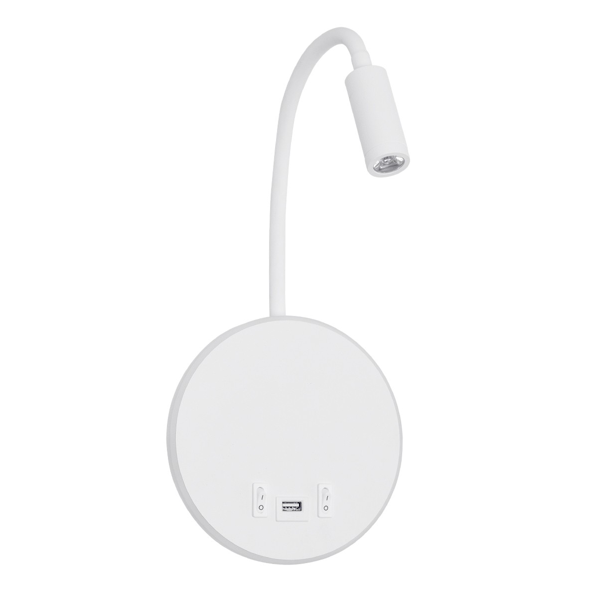 GLOBOSTAR® GOOSE 61693 Μοντέρνο Φωτιστικό Τοίχου – Απλίκα Ξενοδοχείου Reading Light με Φορτιστή USB 3A LED 6W 600lm 36° & 360° AC 220-240V IP20 Θερμό Λευκό 2700K – CREE XPE & Lumileds SMD Chip – Λευκό Ματ – Μ15.5 x Π15 x Υ30.5cm – 3 Χρόνια Εγγύηση