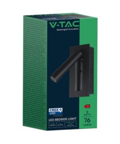 V-TAC – 239996 Χωνευτό Φωτιστικό Κρεβατιού Τύπου Ξενοδοχείου Μαύρο Cree Chip LED 2W 76lm 3000K