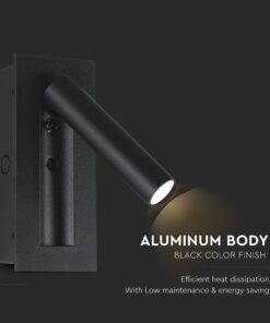 V-TAC – 239996 Χωνευτό Φωτιστικό Κρεβατιού Τύπου Ξενοδοχείου Μαύρο Cree Chip LED 2W 76lm 3000K