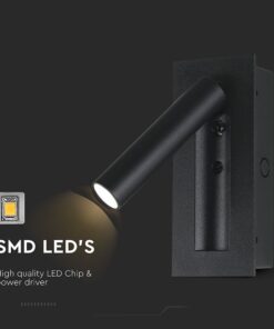 V-TAC – 239996 Χωνευτό Φωτιστικό Κρεβατιού Τύπου Ξενοδοχείου Μαύρο Cree Chip LED 2W 76lm 3000K