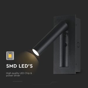 V-TAC – 239996 Χωνευτό Φωτιστικό Κρεβατιού Τύπου Ξενοδοχείου Μαύρο Cree Chip LED 2W 76lm 3000K