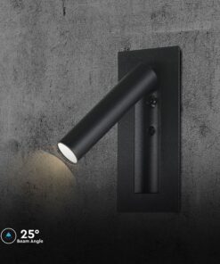 V-TAC – 239996 Χωνευτό Φωτιστικό Κρεβατιού Τύπου Ξενοδοχείου Μαύρο Cree Chip LED 2W 76lm 3000K