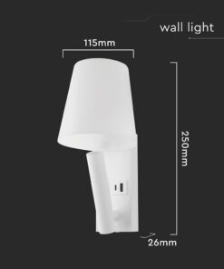 V-TAC – 240006 Φωτιστικό Κρεβατιού Τύπου Ξενοδοχείου Λευκό Cree Chip LED 2W 60lm 3000K με Θύρες Φόρτισης USB